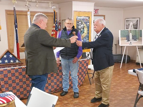 Chancelor Bill Sekel gives the Chapter's Gavel to newly installed President Joe Reynolds