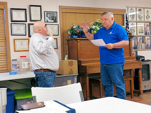 Chancelor Bill Sekel swears in Compatriot Shawn Tully as Chaplain or the Ark-La-Tex Chapter.
