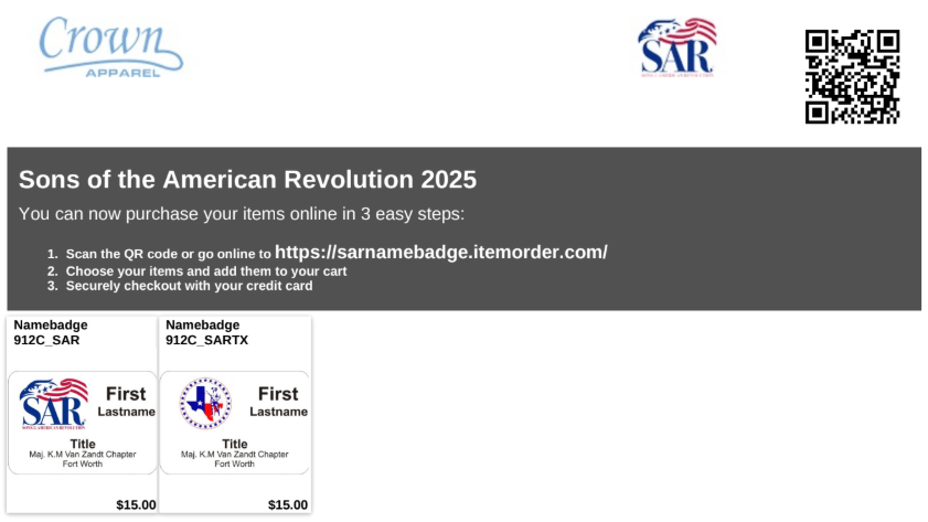 Chapter Name Tag Order